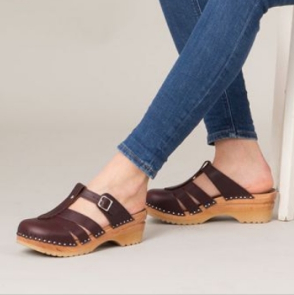 Troentorp Mary Jane Brown Pull Up wooden sole clogs sandals slides 39 EUC - Picture 3 of 17